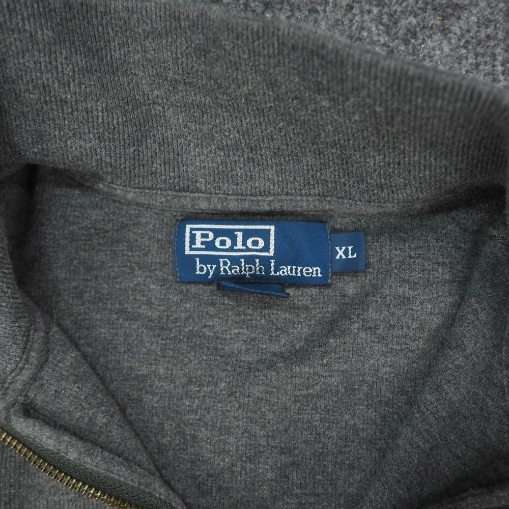 Polo Ralph Lauren Pullover Mens XL Quarter Zip Gray Solid Preppy Classic Sweater